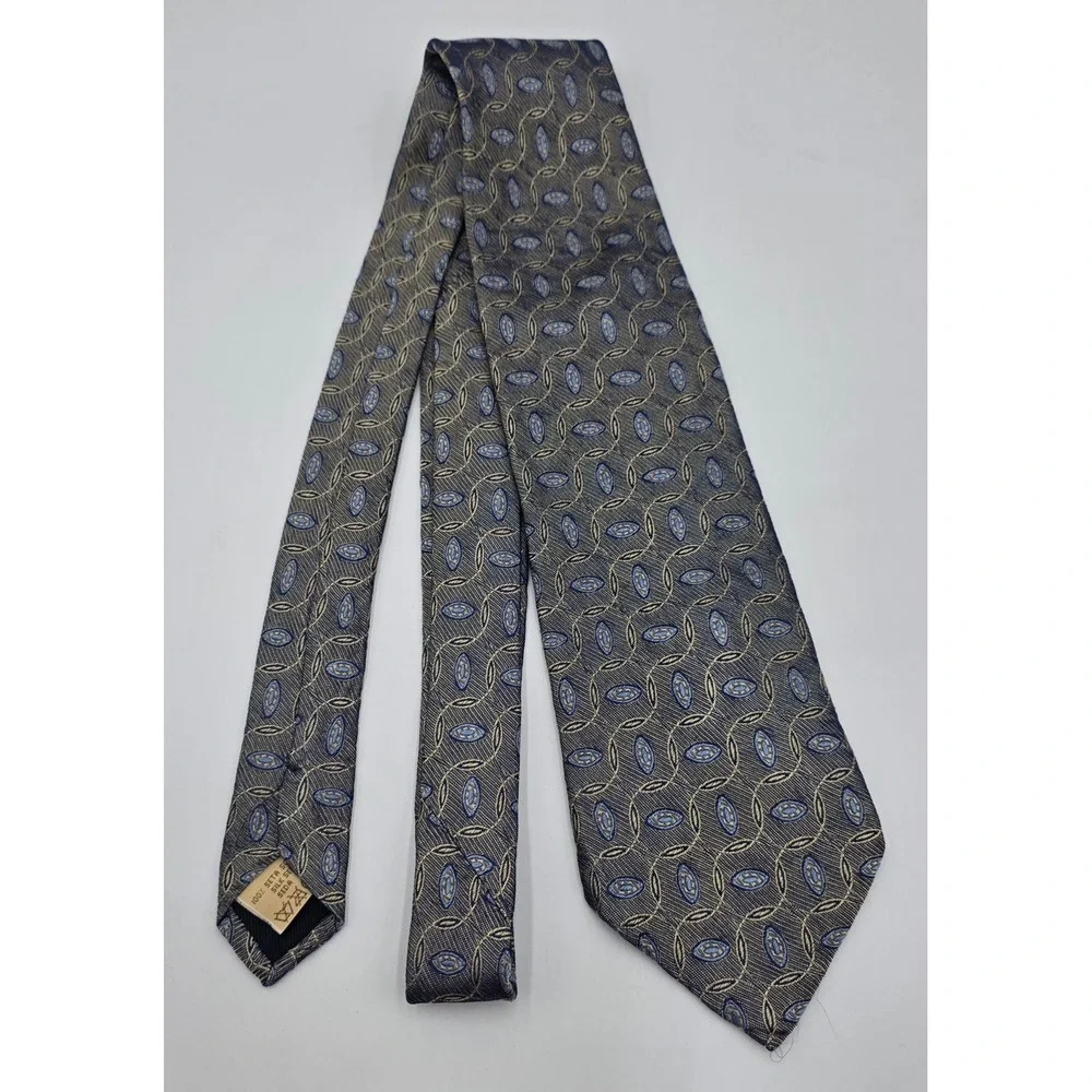 Villa Bolgheri Italia Blue Gold Geometric Silk Tie Made in Italy NWT